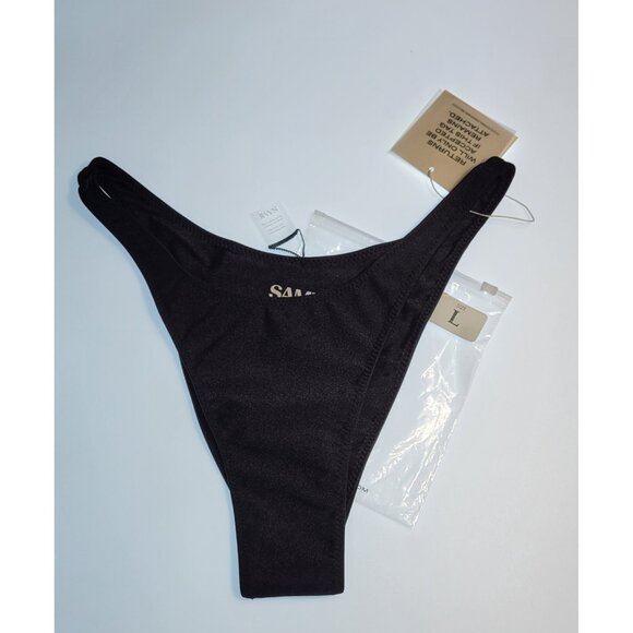 SAME Los Angeles Bottom Swim  Womens Solid 90s Size L Black - Picture 1 of 8